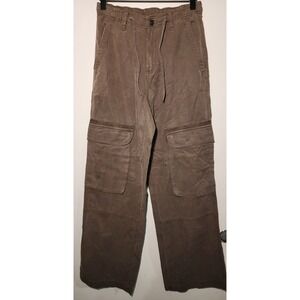 Arizona Jean Co Brown Wide Leg Cargo Pants Elastic Waist Utility Womens Size 2